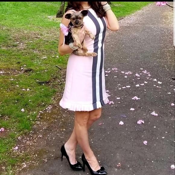 Camilyn Beth Dresses & Skirts - Camilyn Beth pink pleated hem stripe dress